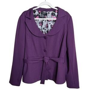 Sandro Sportswear Purple Blazer Tie Jacket Size Large